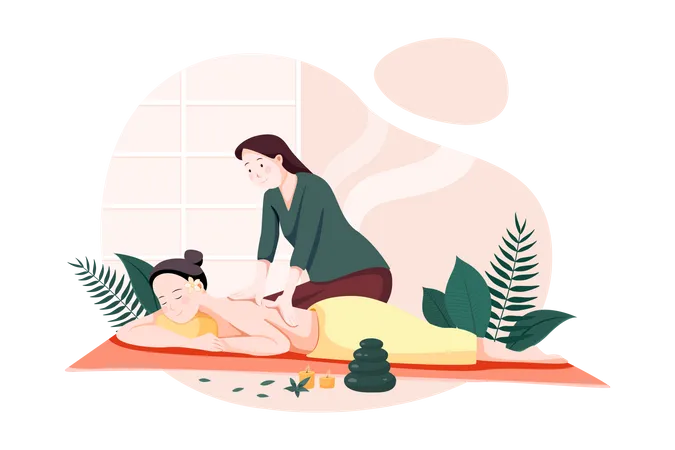 Woman giving massage to young lady  Illustration