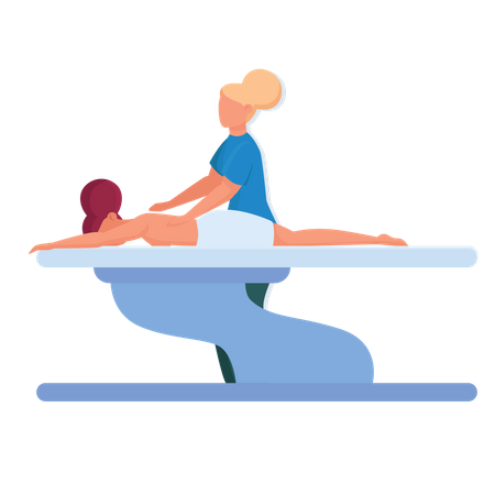 Woman giving massage to young lady Illustration