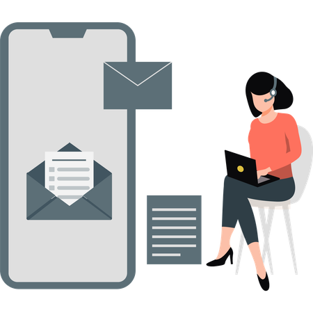 Woman giving online business services  Illustration