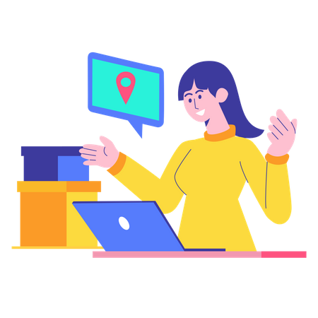 Woman giving online delivery location  Illustration