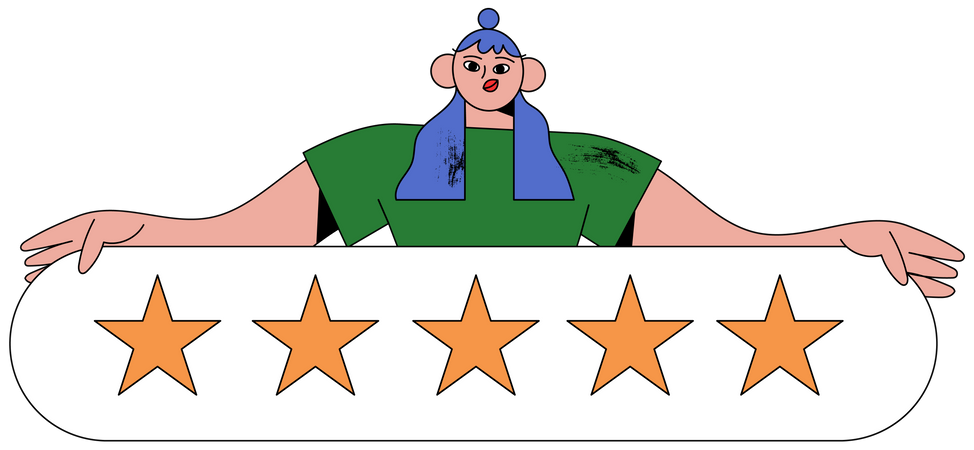 Woman giving online rating Illustration
