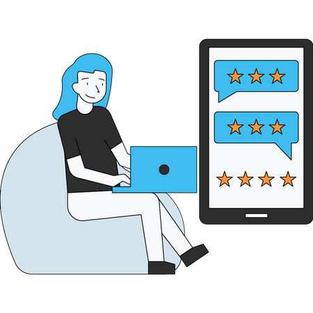Woman giving online rating  Illustration