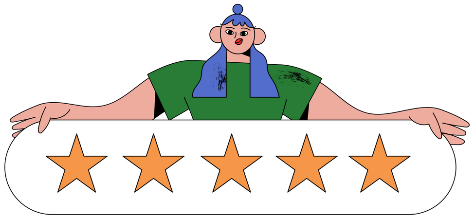 Woman giving online rating  Illustration