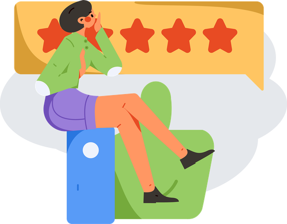 Woman giving online rating  Illustration