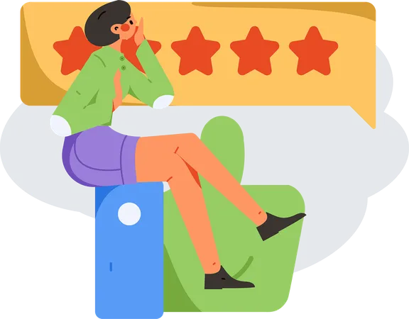 Woman giving online rating  Illustration