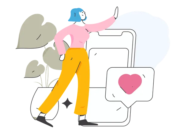 Woman giving online review  Illustration