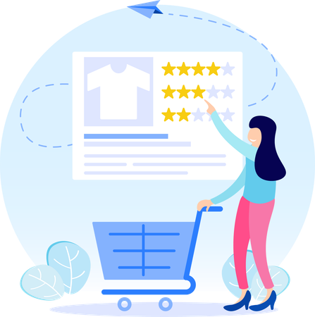 Woman giving online shopping rating  Illustration