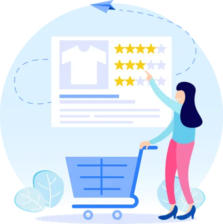 Woman giving online shopping rating  Illustration