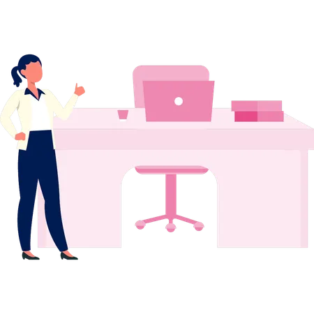 Woman giving pause at workstation  Illustration