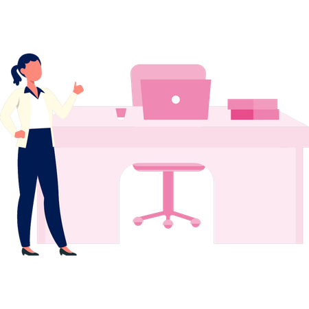 Woman giving pause at workstation  Illustration