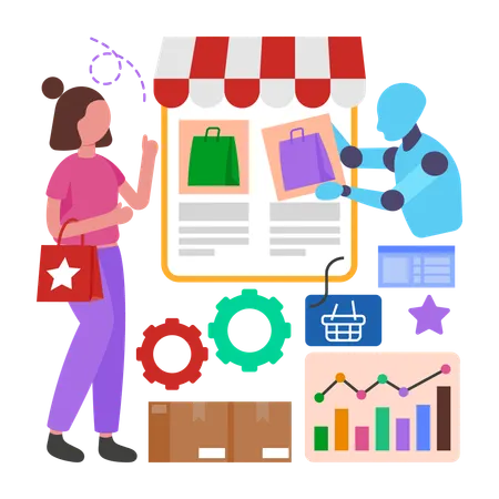 Woman giving Personalized Product Suggestions  Illustration