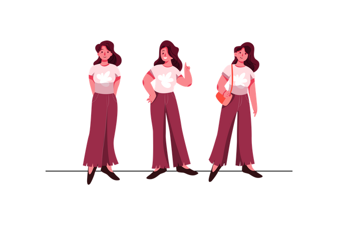Woman giving poses Illustration