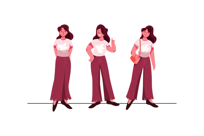 Woman giving poses  Illustration