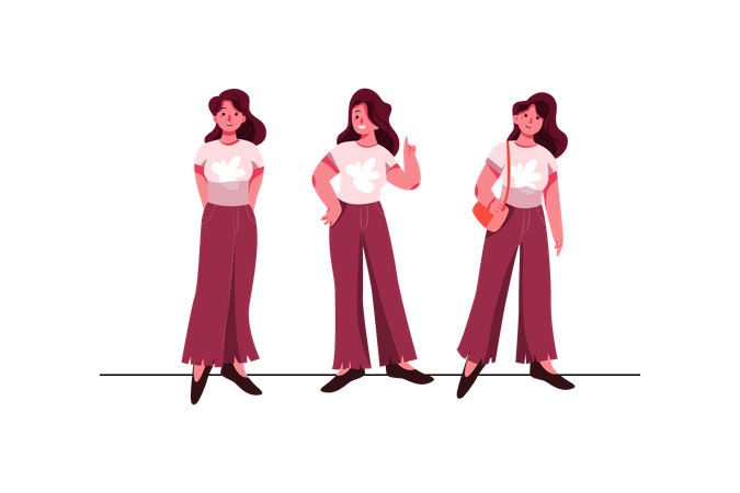 Woman giving poses  Illustration