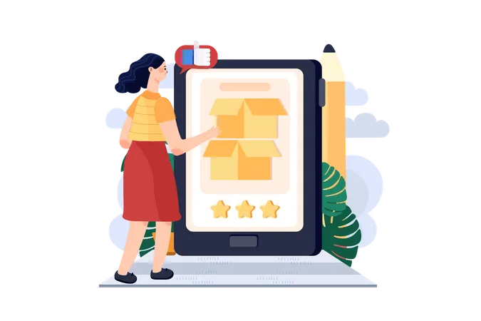 Woman giving product rating  Illustration
