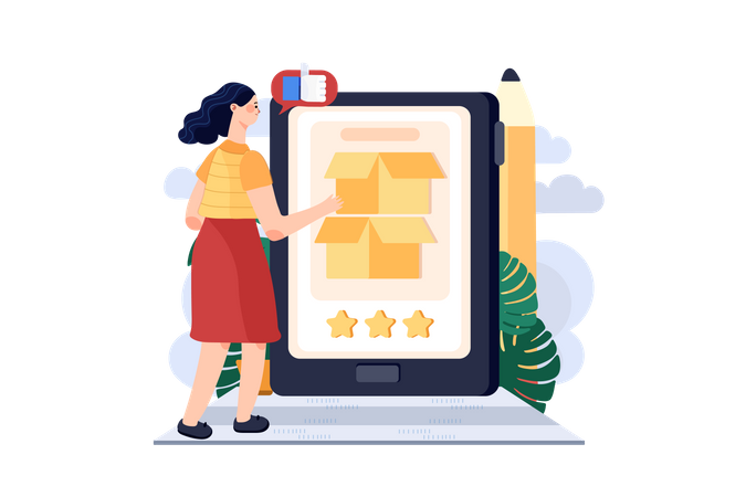 Woman giving product rating  Illustration