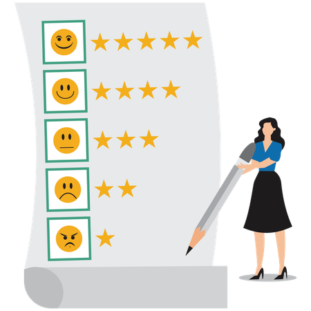 Woman giving product review  Illustration