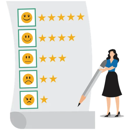 Woman giving product review  Illustration