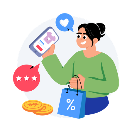 Woman Giving Product Review  Illustration