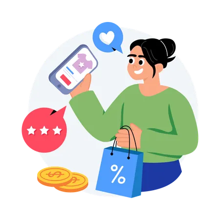 Woman Giving Product Review  Illustration