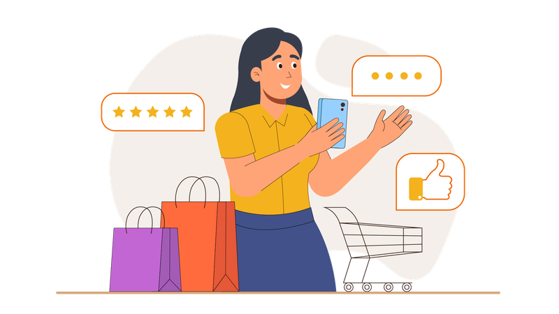 Woman Giving Product Review  Illustration