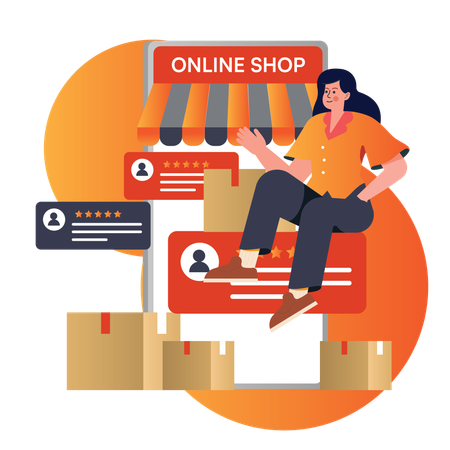 Woman giving Product Review  Illustration