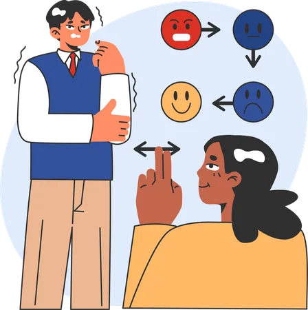 Woman giving rating for man  Illustration