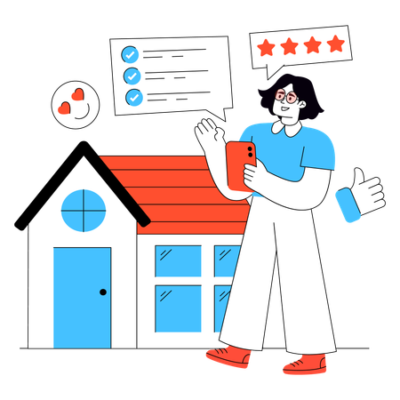 Woman giving Real Estate Feedback  Illustration