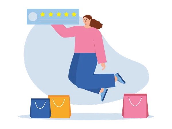 Woman giving review  Illustration