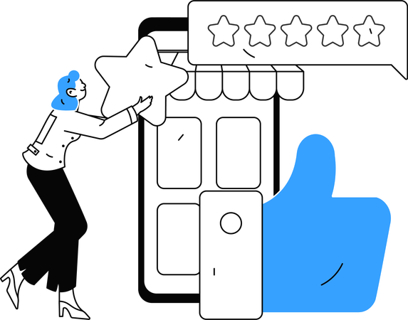 Woman giving Shopping Customer Feedback  Illustration