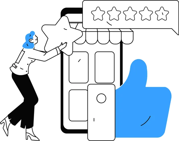 Woman giving Shopping Customer Feedback  Illustration