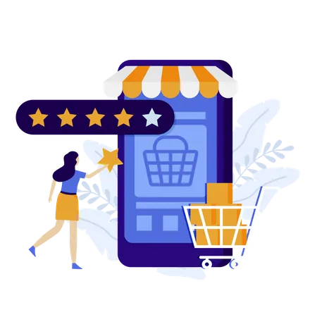 Woman giving shopping feedback Illustration