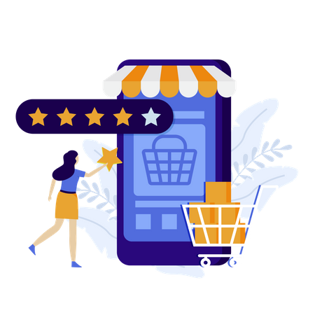 Woman giving shopping feedback  Illustration