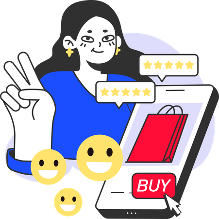 Woman giving shopping review  Illustration