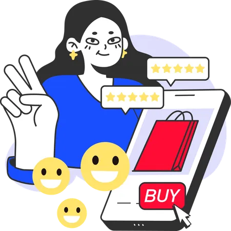Woman giving shopping review  Illustration