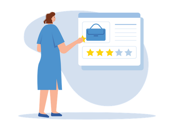 Woman giving shopping review  Illustration