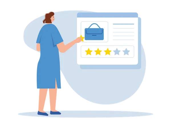 Woman giving shopping review  Illustration