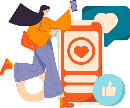 Woman giving social media feedback  Illustration