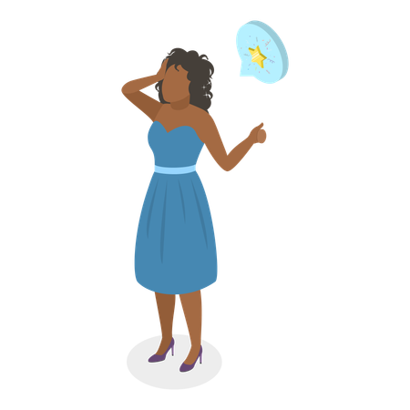 Woman giving star rating to hair treatment  Illustration