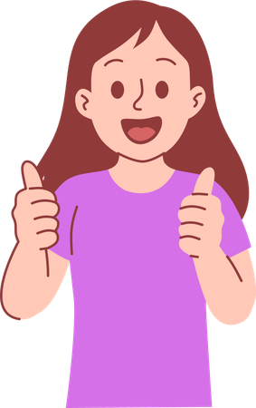 親指を立てている女性  イラスト