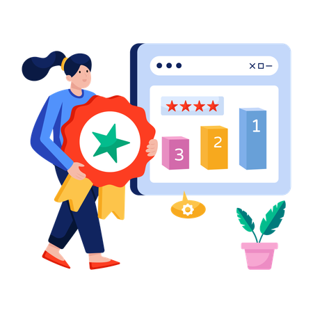 Woman giving Website ranking  Illustration
