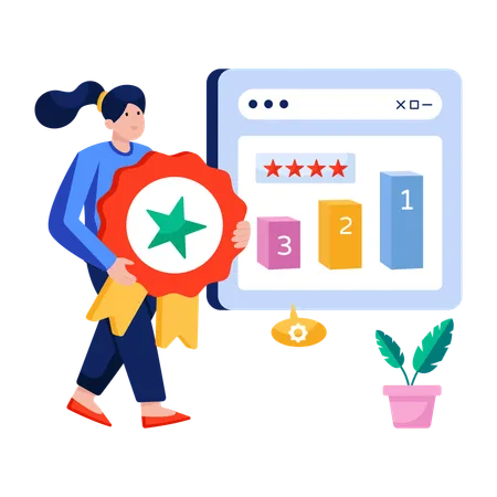 Woman giving Website ranking  Illustration