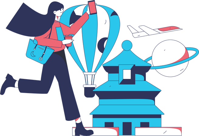 Woman goes on business travel  Illustration