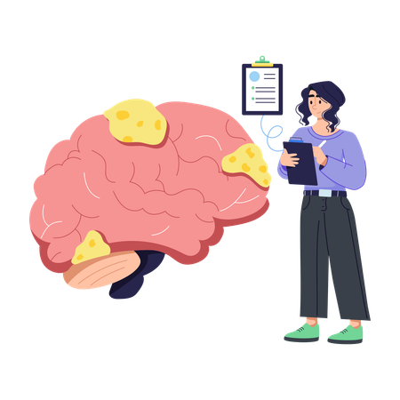 Woman Goes To Neurosurgeon For Mind Checkup  Illustration