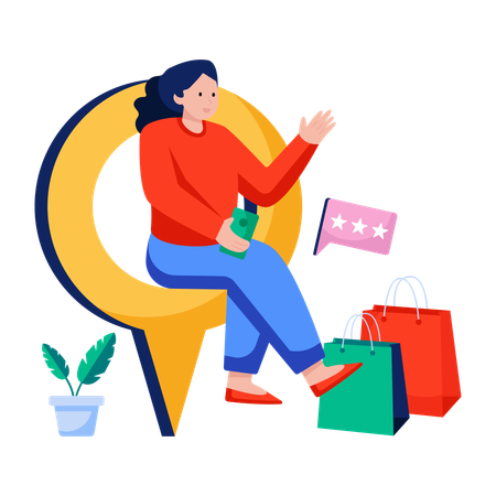 Woman goes to Shopping location  Illustration