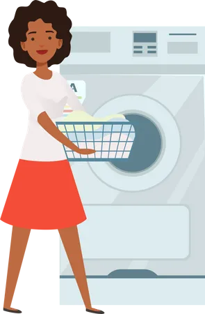 Woman going for laundry  Illustration
