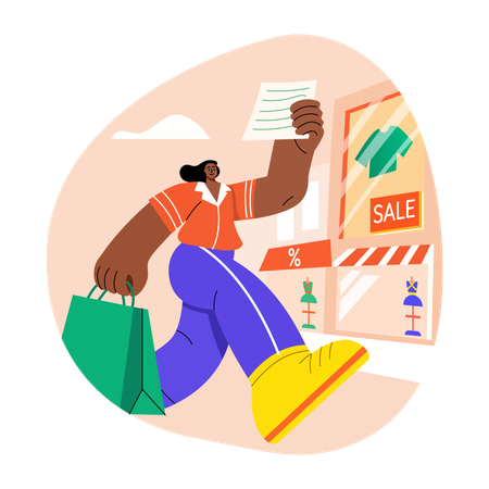 Woman going for Sale Hunting  Illustration