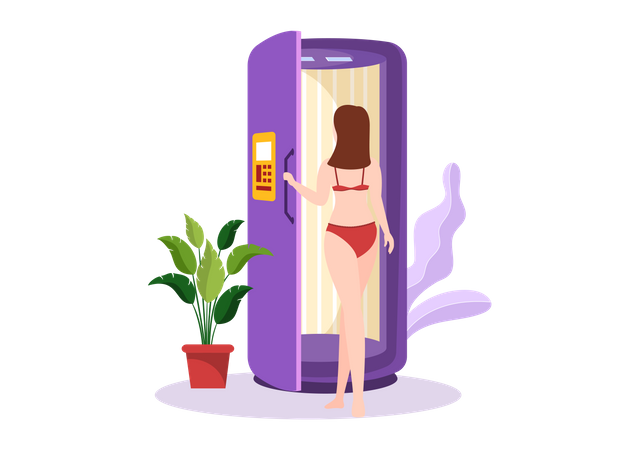 Woman going for tanning  Illustration