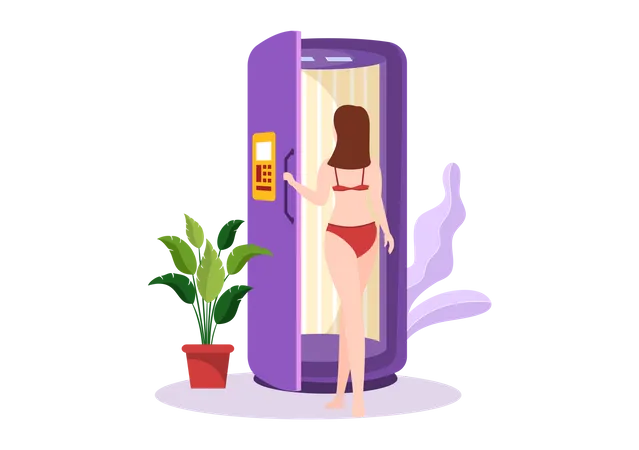 Woman going for tanning  Illustration
