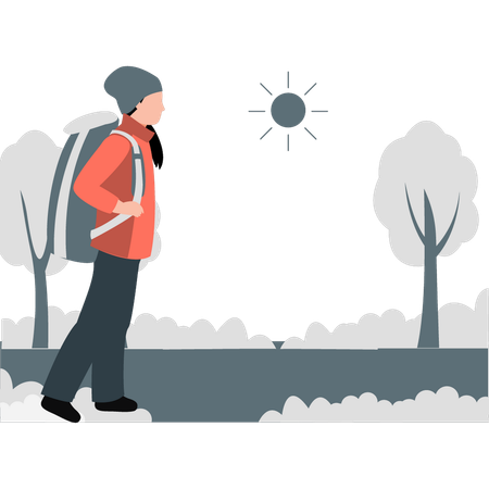 Woman going for trip alone  Illustration